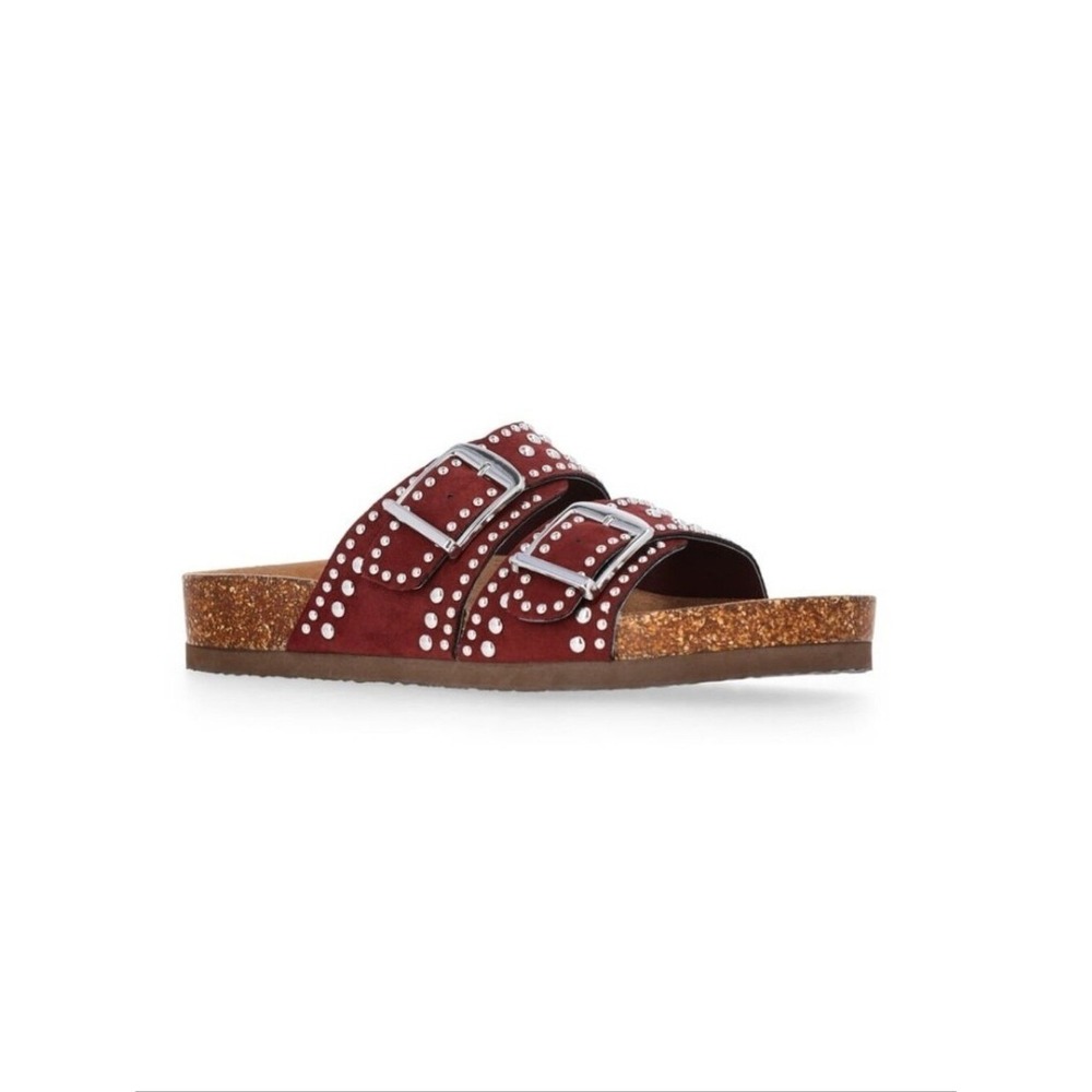 Studded Comfort Footbed Slide Sandals Burgundy 9 New NWT